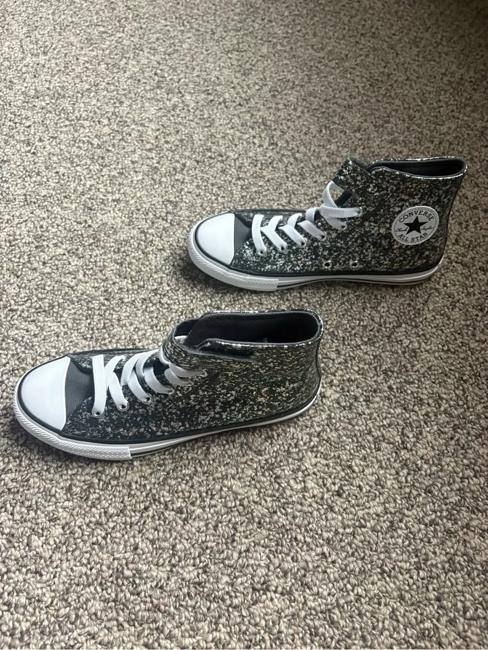 Converse nwt size 3 dark matter/white/black high top